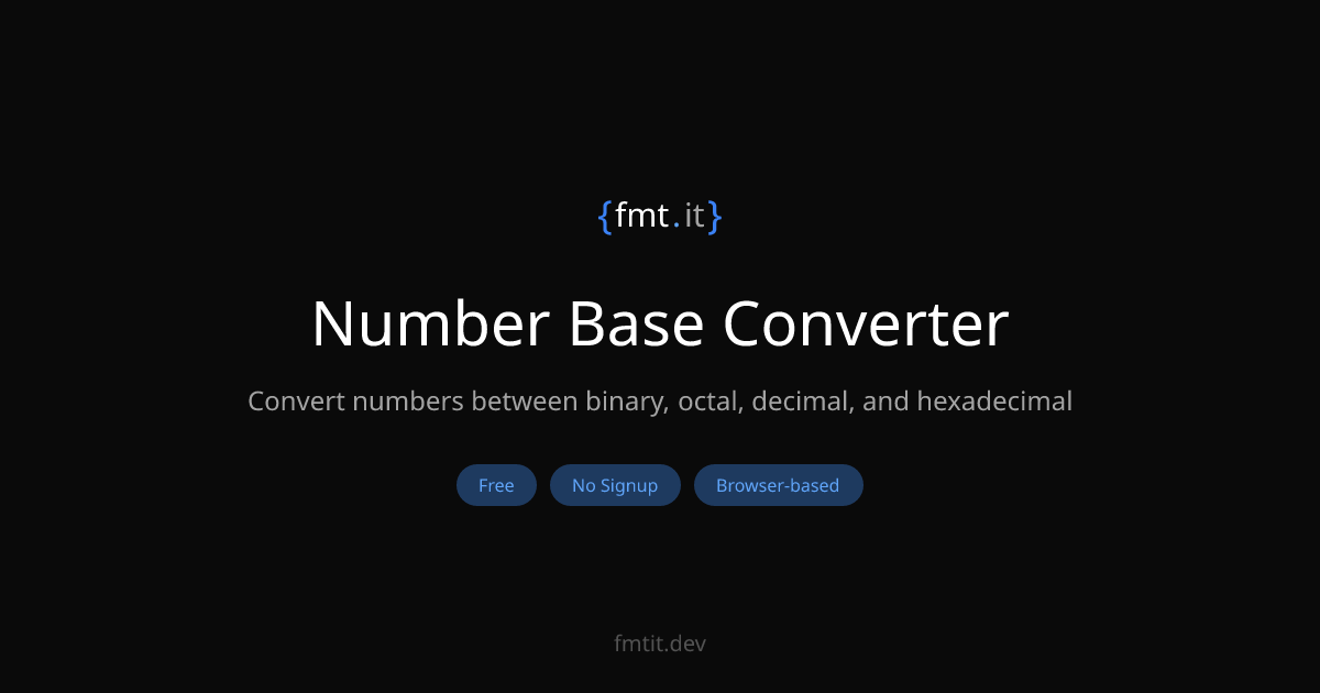 Number Base Converter - Binary, Octal, Decimal, Hex | fmtit